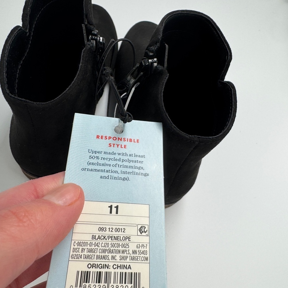 NWT Cat & Jack Toddler Girls 11 Black Formal Ankle Booties Boots Shoes - Picture 6 of 7